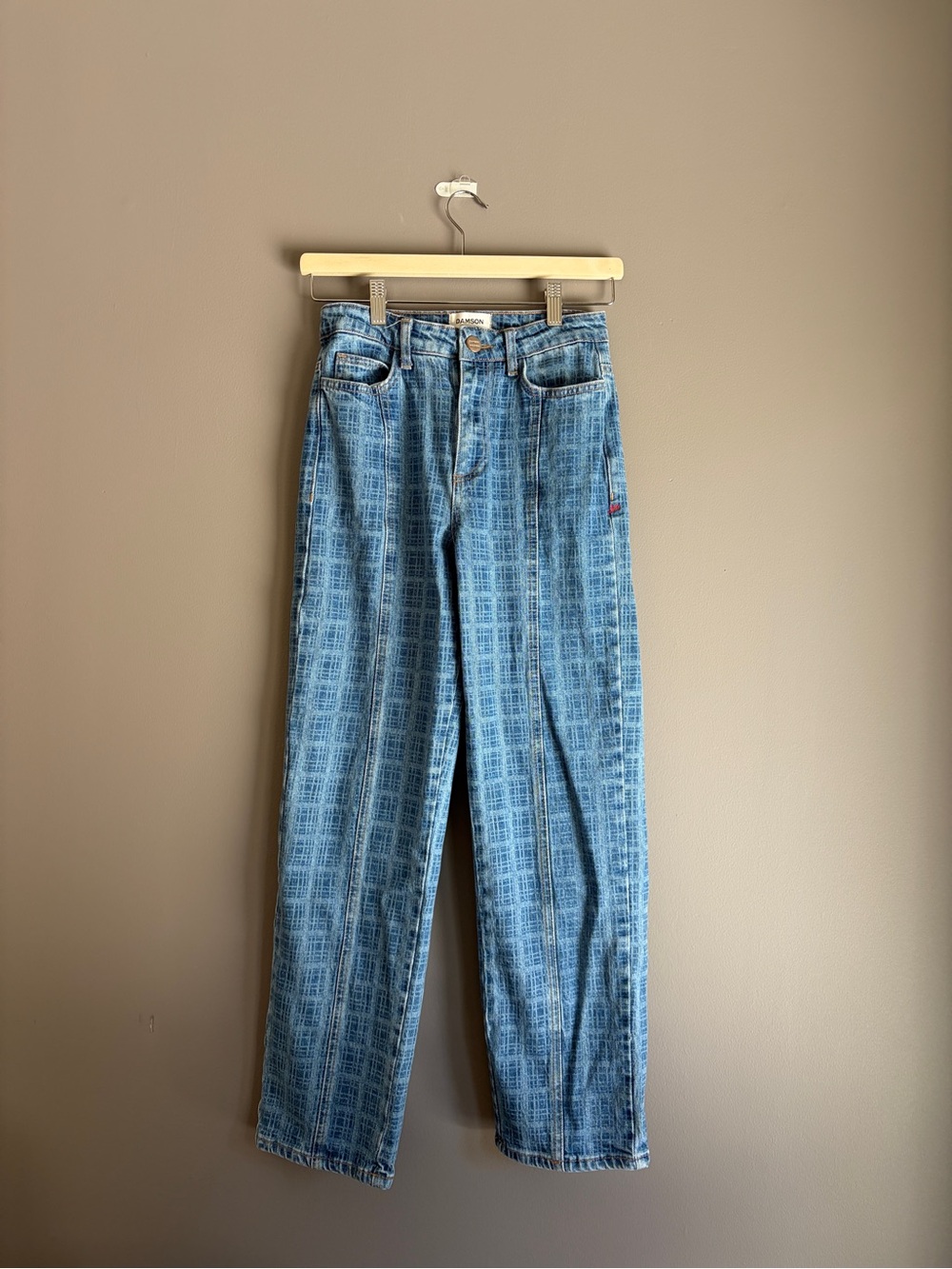 Damson Madder Light Blue Patterned Straight Leg Women's Jeans